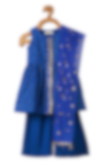 Blue Polyester Kurta Set For Girls by Piccolo at Pernia's Pop Up Shop