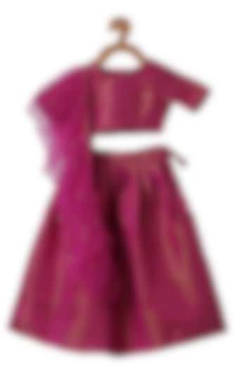 Pink Silk Lehenga Set For Girls by Piccolo at Pernia's Pop Up Shop