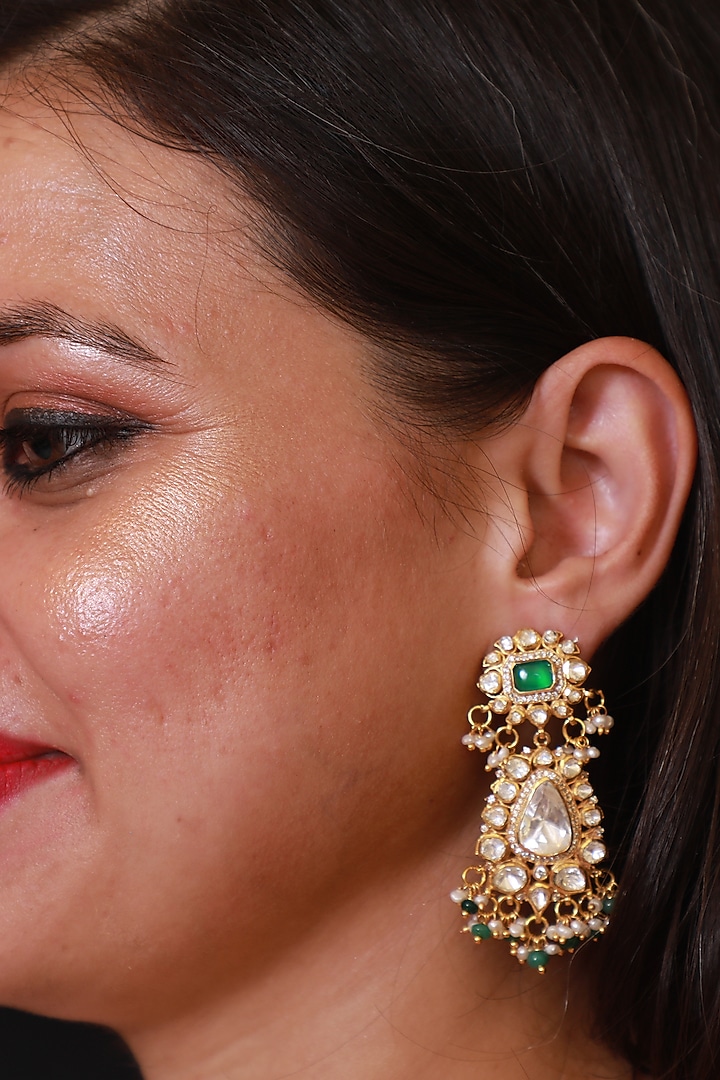 Gold Finish Earrings In Sterling Silver by Pichola at Pernia's Pop Up Shop