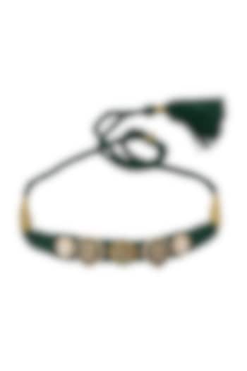 Gold Finish Kundan Polki Necklace In Sterling Silver by Pichola at Pernia's Pop Up Shop