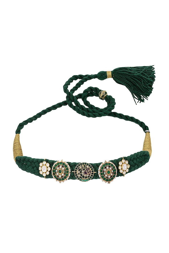 Gold Finish Kundan Polki Necklace In Sterling Silver by Pichola at Pernia's Pop Up Shop