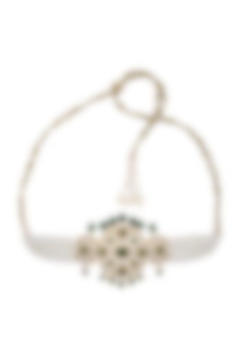 Gold Finish Kundan Polki Choker Necklace In Sterling Silver by Pichola at Pernia's Pop Up Shop