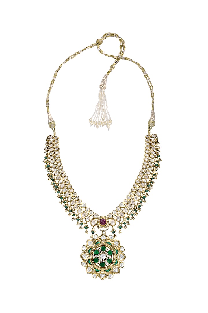 Gold Finish Handcrafted Necklace In Sterling Silver by Pichola
