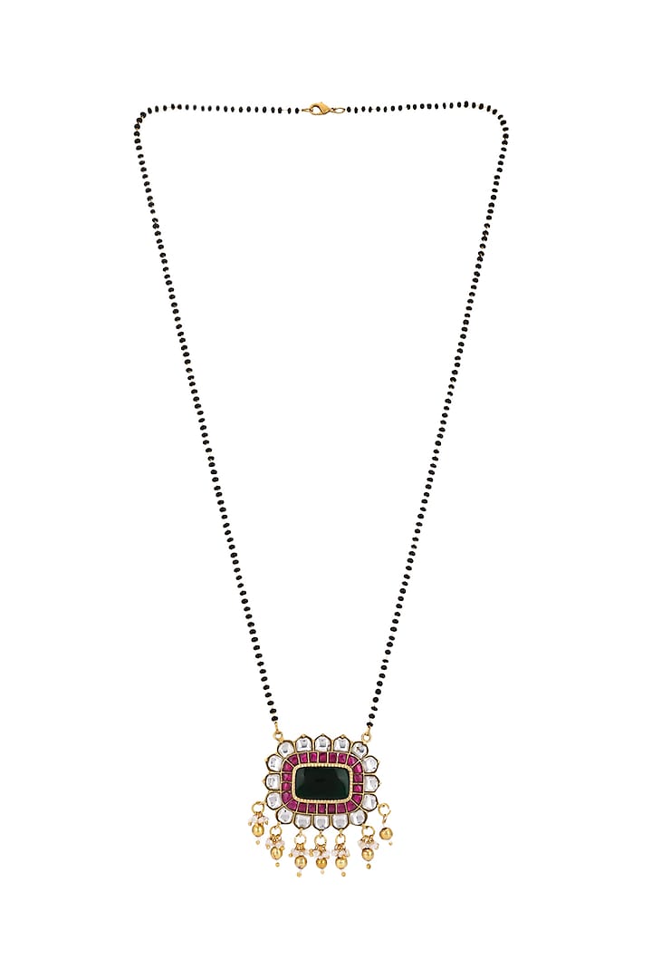 Gold Finish Pendant Necklace In Sterling Silver by Pichola