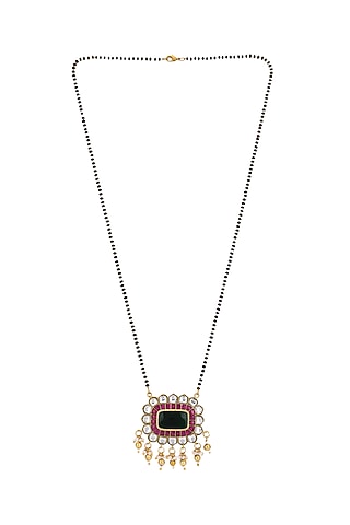 Gold Finish Pendant Necklace In Sterling Silver by Pichola
