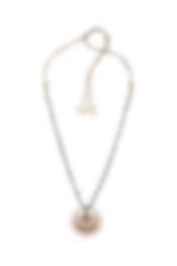 Gold Finish Moissanite Kundan Polki Necklace In Sterling Silver by Pichola