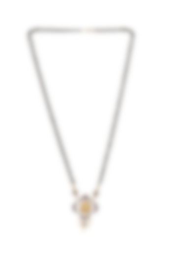 Gold Finish Moissanite Polki Mangalsutra Necklace In Sterling Silver by Pichola at Pernia's Pop Up Shop