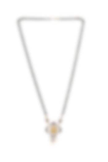 Gold Finish Moissanite Polki Mangalsutra Necklace In Sterling Silver by Pichola