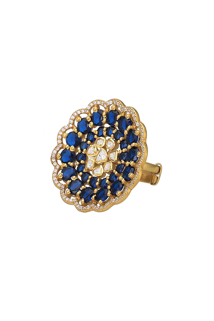 Gold Micro Finish Handcrafted Ring In Sterling Silver by Pichola