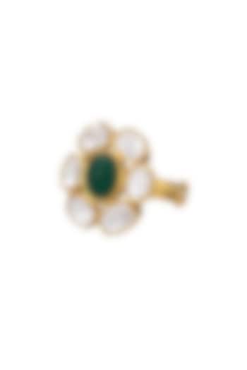 Gold Micro Finish Ring With Stones In Sterling Silver by Pichola