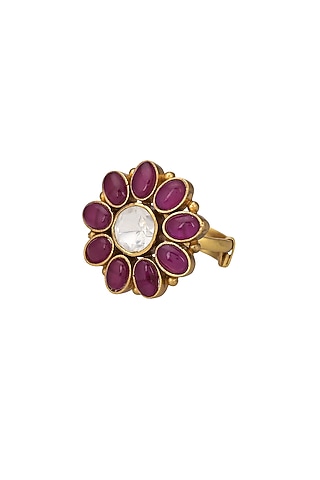 Gold Micro Finish Handcrafted Ring In Sterling Silver by Pichola