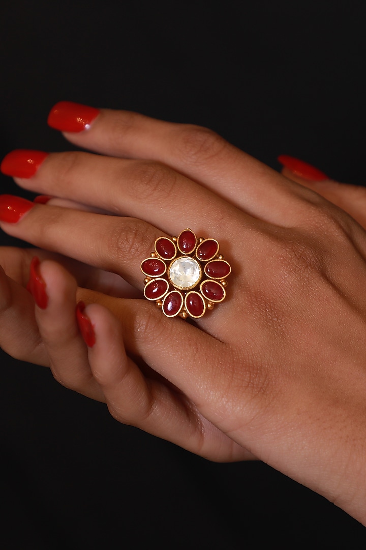 Gold Micro Finish Handcrafted Ring In Sterling Silver by Pichola at Pernia's Pop Up Shop