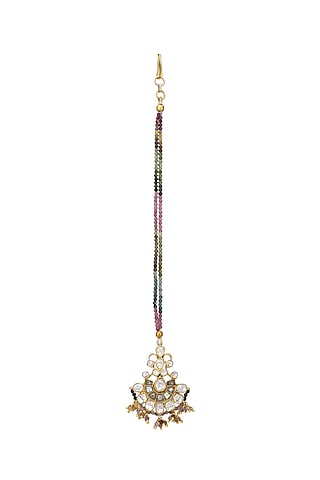 Gold Micro Finish Maang Tikka In Sterling Silver by Pichola