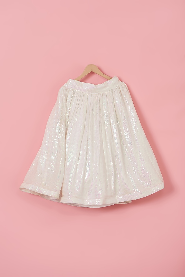 White Sequins Lehenga Set For Girls by PiccoRicco at Pernia's Pop Up Shop