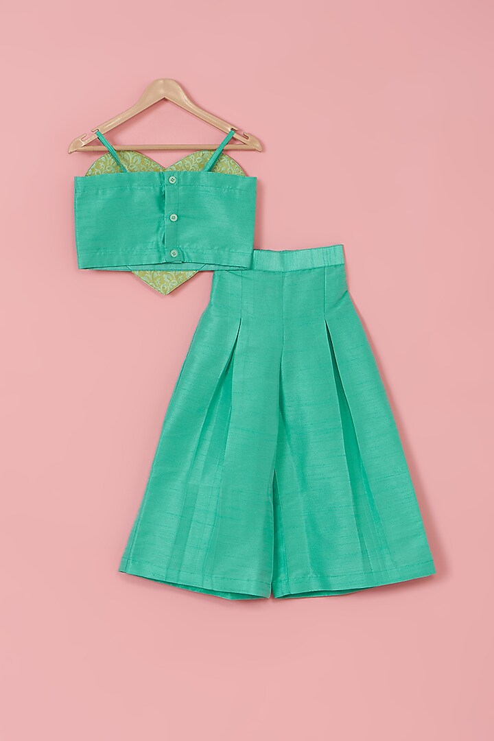 Green Cotton Heart Co-Ord Set For Girls by PiccoRicco at Pernia's Pop Up Shop