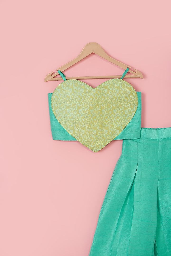 Green Cotton Heart Co-Ord Set For Girls by PiccoRicco at Pernia's Pop Up Shop