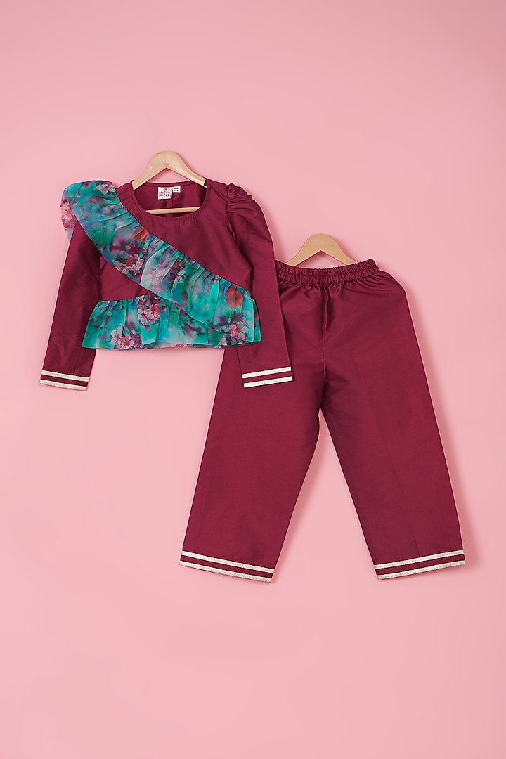 Cobalt Blue Organza Skirt Set For Girls by PiccoRicco at Pernia's Pop Up Shop