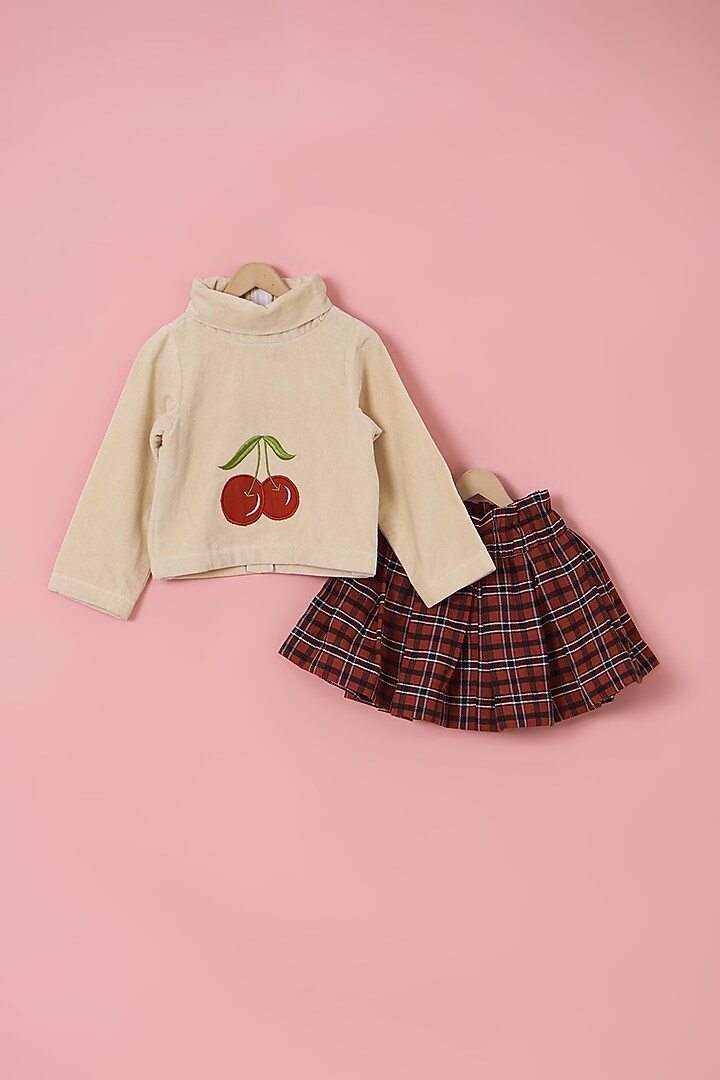 Red Velvet Skirt Set For Girls by PiccoRicco at Pernia's Pop Up Shop