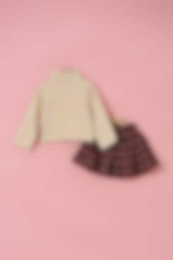Red Velvet Skirt Set For Girls by PiccoRicco
