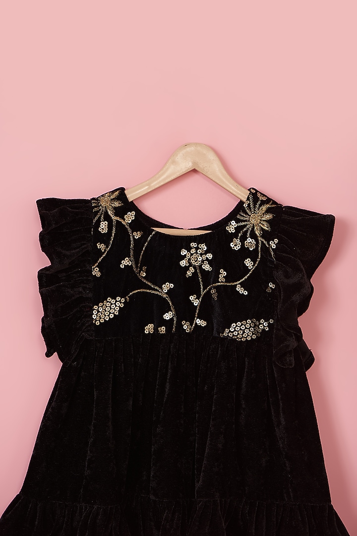 Black Velvet Dress For Girls by PiccoRicco at Pernia's Pop Up Shop