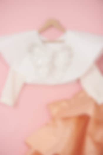 Apricot Taffeta Silk Ruffled Lehenga Set For Girls by PiccoRicco