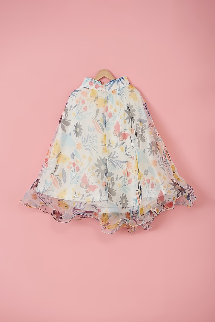 White Sequins & Embroidered Net Lehenga Set For Girls by PiccoRicco at Pernia's Pop Up Shop