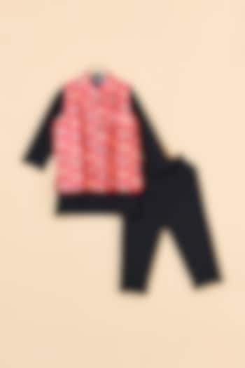 Red Silk Jacket Set For Boys by PiccoRicco at Pernia's Pop Up Shop