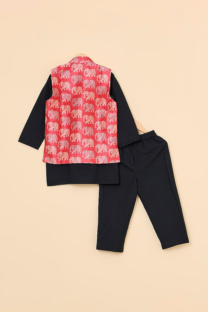 Red Silk Jacket Set For Boys by PiccoRicco at Pernia's Pop Up Shop