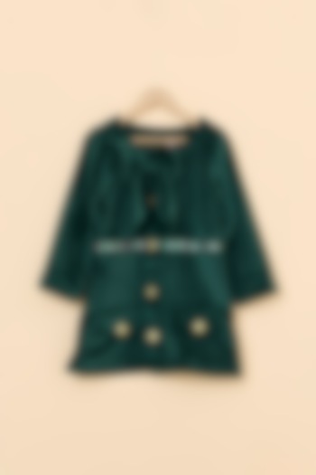 Green Imported Velvet Dress For Girls by PiccoRicco  at Pernia's Pop Up Shop