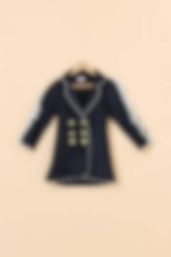 Black Imported Velvet Blazer Style Dress For Girls by PiccoRicco  at Pernia's Pop Up Shop