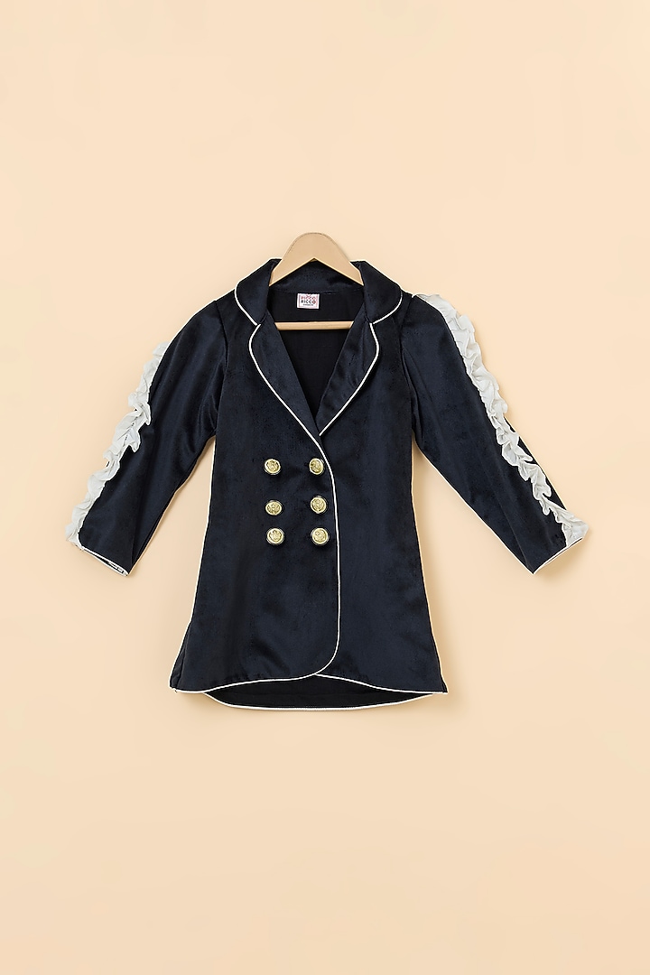 Black Imported Velvet Blazer Style Dress For Girls by PiccoRicco  at Pernia's Pop Up Shop