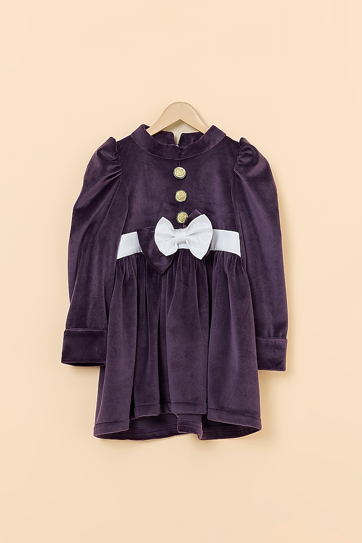 Wine Imported Velvet Dress For Girls by PiccoRicco at Pernia's Pop Up Shop