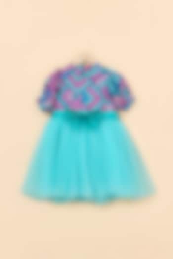 Midnight Blue Net & Soft Satin Dress For Girls by PiccoRicco at Pernia's Pop Up Shop