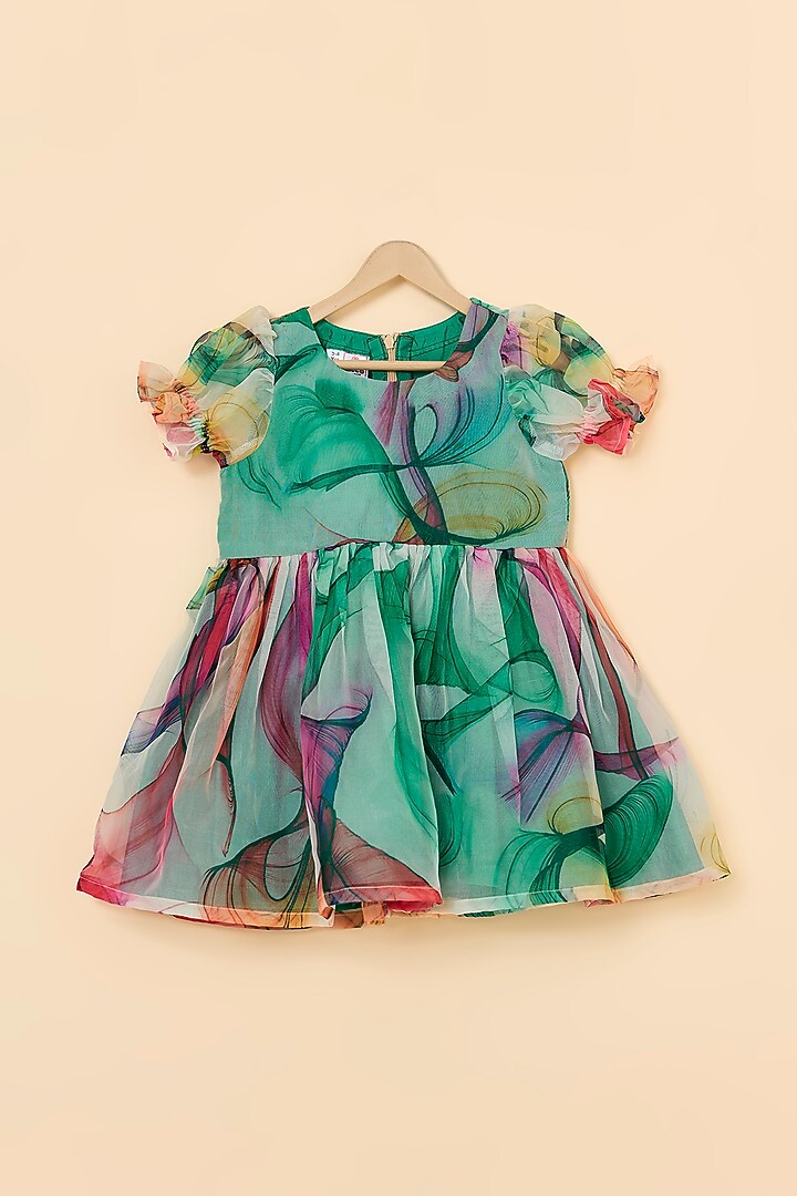Multi-Colored Organza & Silk Dress For Girls by PiccoRicco at Pernia's Pop Up Shop