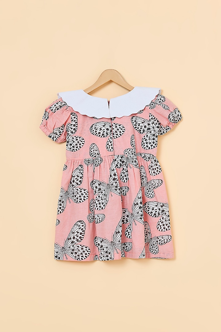 Peach Cotton Butterfly Dress For Girls by PiccoRicco at Pernia's Pop Up Shop