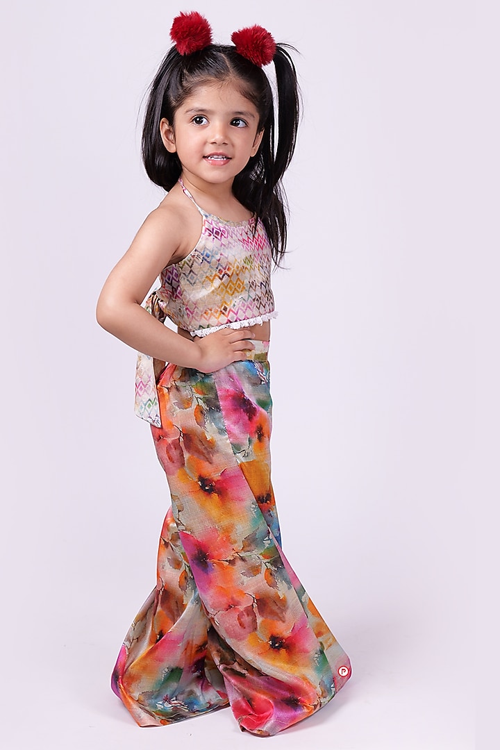 Multi-Colored Tussar Silk Co-Ord Set For Girls by PiccoRicco at Pernia's Pop Up Shop