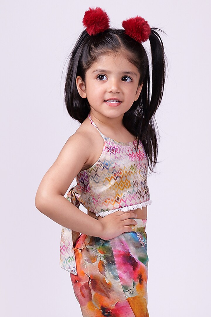 Multi-Colored Tussar Silk Co-Ord Set For Girls by PiccoRicco at Pernia's Pop Up Shop