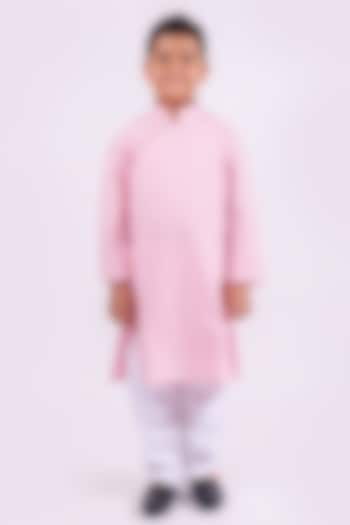 Pink Cotton Kurta Set For Boys by PiccoRicco