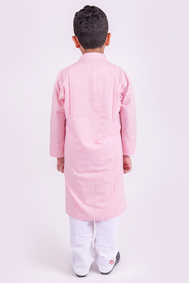 Pink Cotton Kurta Set For Boys by PiccoRicco at Pernia's Pop Up Shop