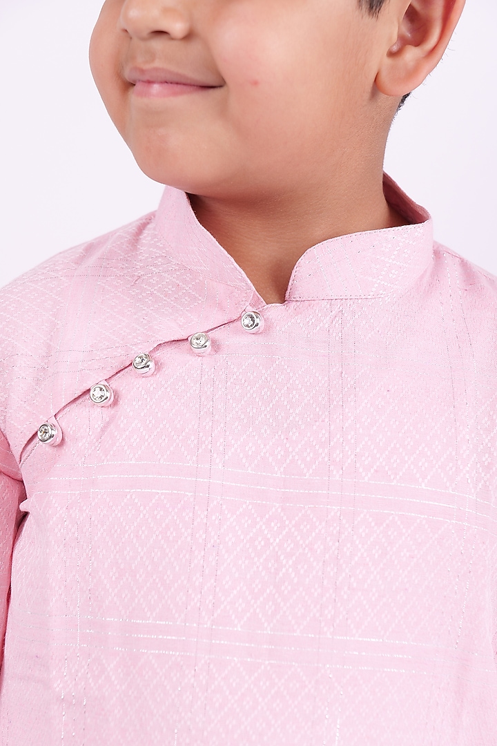Pink Cotton Kurta Set For Boys by PiccoRicco at Pernia's Pop Up Shop