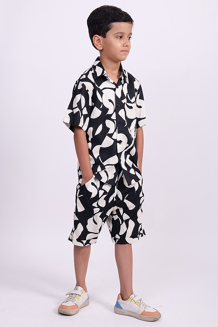 Black & White Cotton Co-Ord Set For Boys by PiccoRicco at Pernia's Pop Up Shop