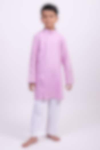 Purple Cotton Kurta Set For Boys by PiccoRicco