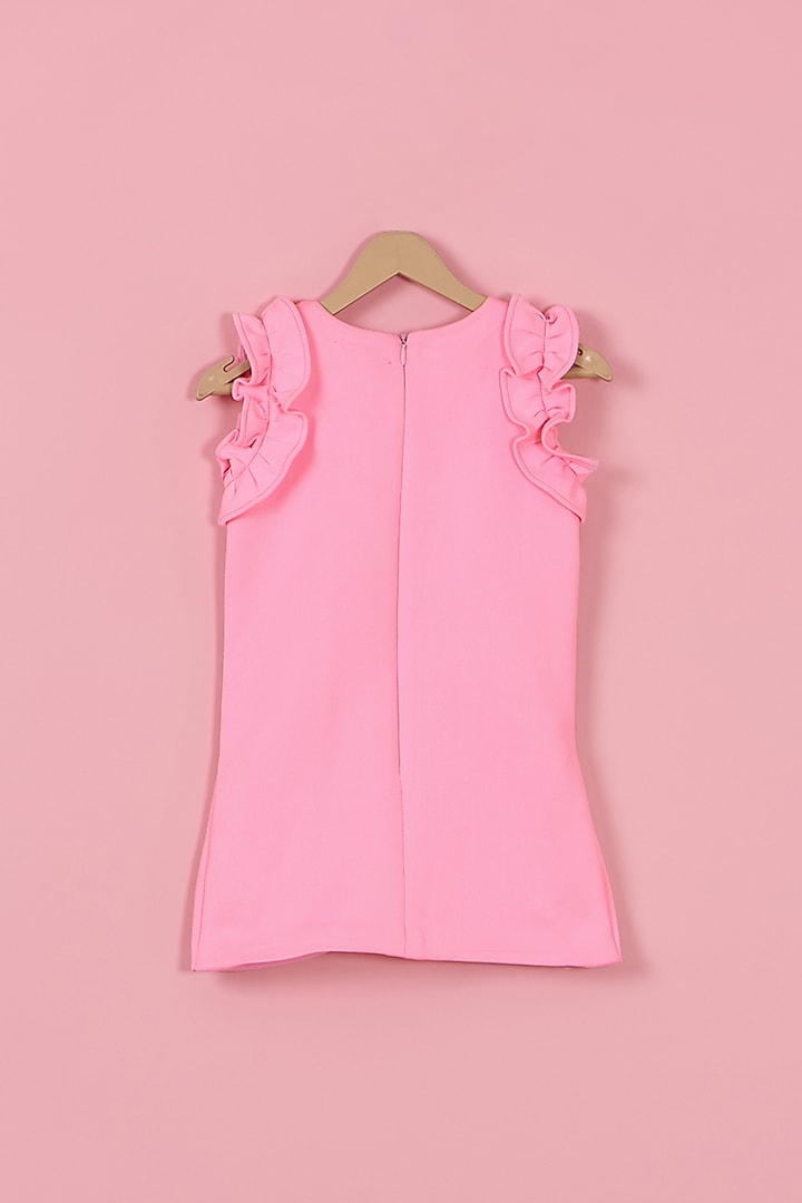 Blush Pink Scuba Dress For Girls by PiccoRicco at Pernia's Pop Up Shop