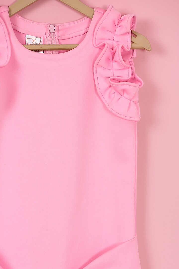 Blush Pink Scuba Dress For Girls by PiccoRicco at Pernia's Pop Up Shop