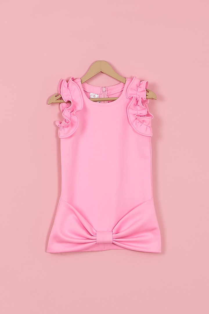 Blush Pink Scuba Dress For Girls by PiccoRicco at Pernia's Pop Up Shop