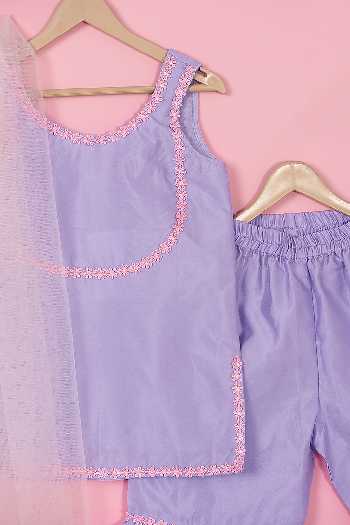Lilac Silk Sharara Set For Girls by PiccoRicco at Pernia's Pop Up Shop