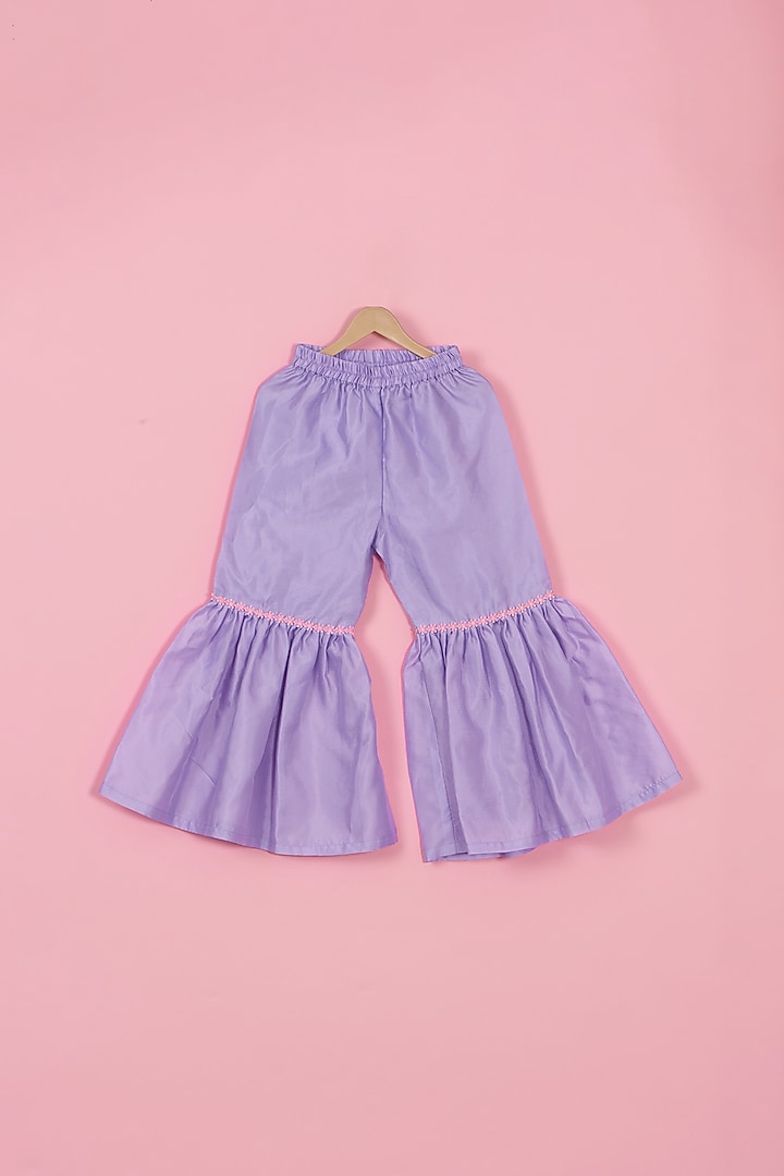 Lilac Silk Sharara Set For Girls by PiccoRicco at Pernia's Pop Up Shop
