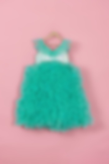 Green Lycra & Net Butterfly Gown For Girls by PiccoRicco at Pernia's Pop Up Shop