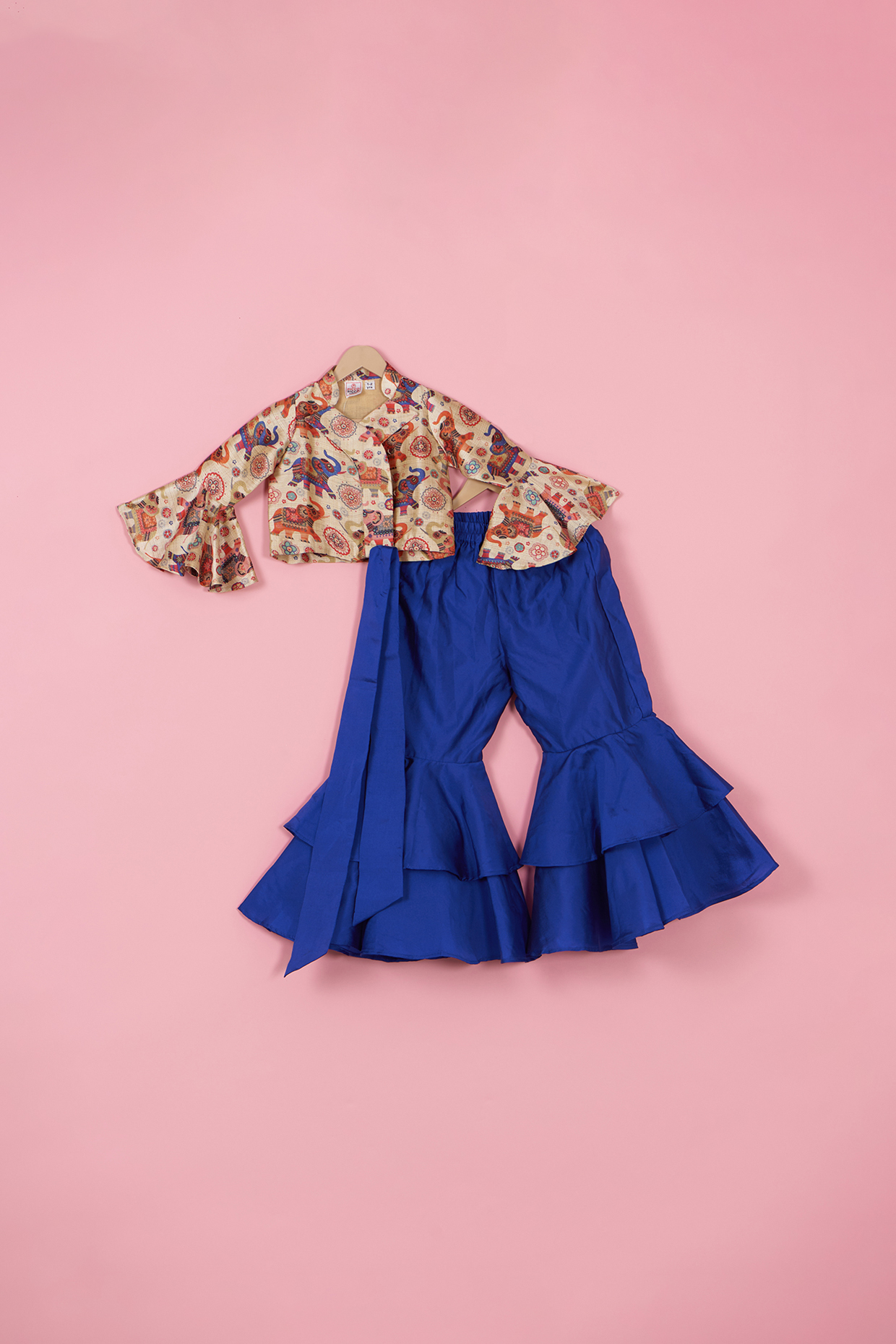 Multi-Colored Gajji Silk Co-Ord Set For Girls by PiccoRicco at Pernia's Pop Up Shop