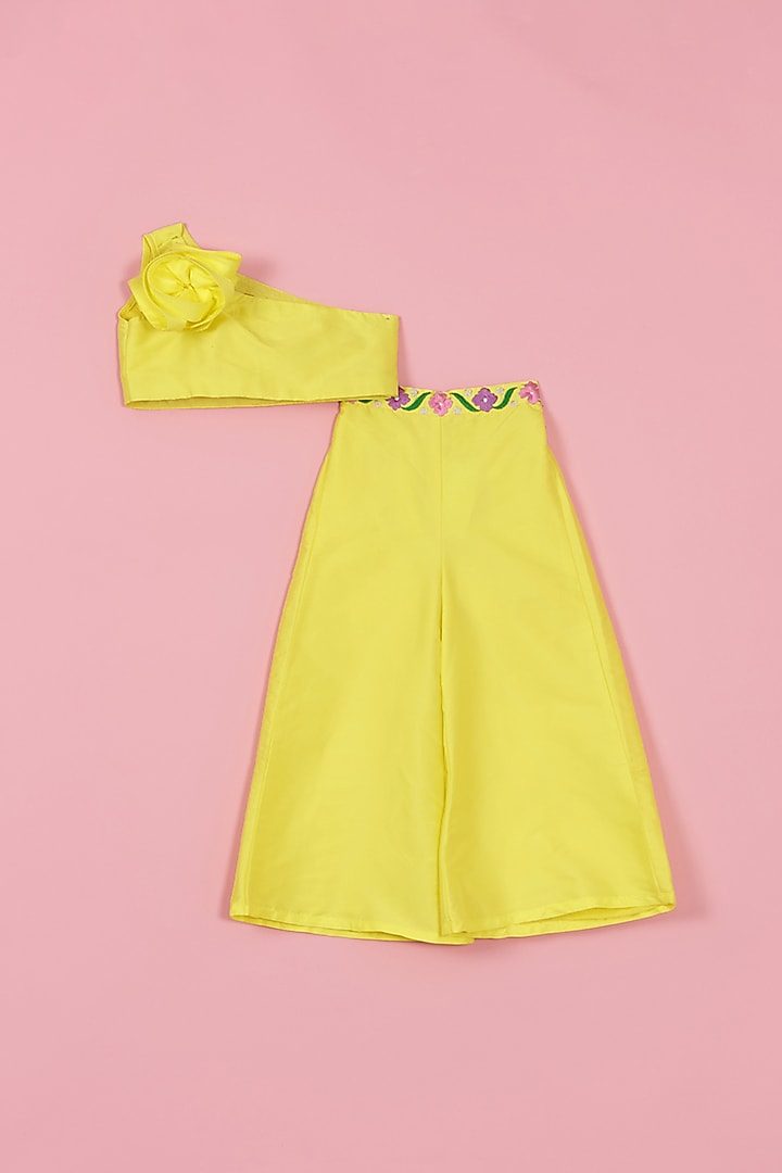 Yellow Silk Co-Ord Set For Girls by PiccoRicco at Pernia's Pop Up Shop